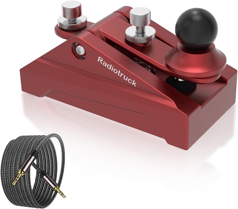 Putikeeg CW Morse Code Key - Pocket Morse Code Telegraph Key Aluminum Alloy Base Grey for Amateur Radio Ham Operators, Adjustable Tension (Red) - Image 1